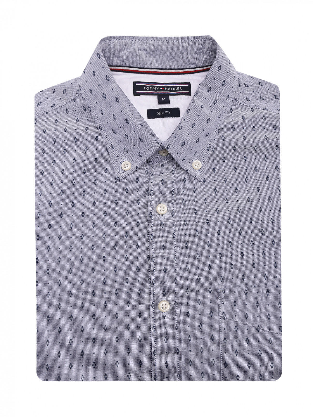 Рубашка из хлопка с узором Tommy Hilfiger  –  Общий вид  – Цвет:  Серый