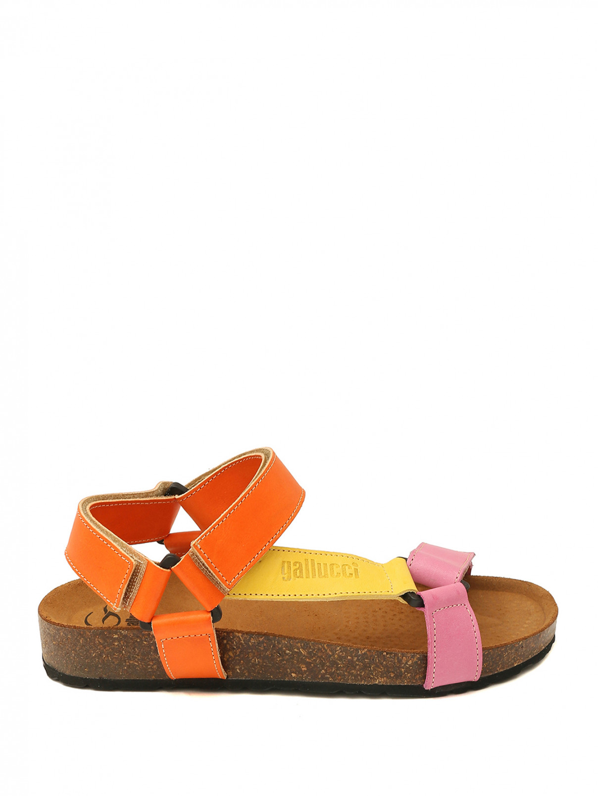 Кожаные сандалии на липучке Gallucci  –  Обтравка1  – Цвет:  Оранжевый