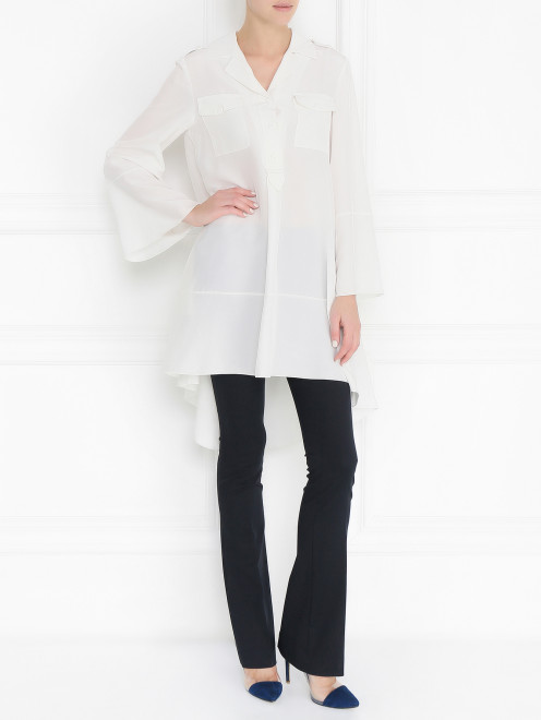 Блуза из шелка с накладными карманами Alberta Ferretti - Модель Общий вид