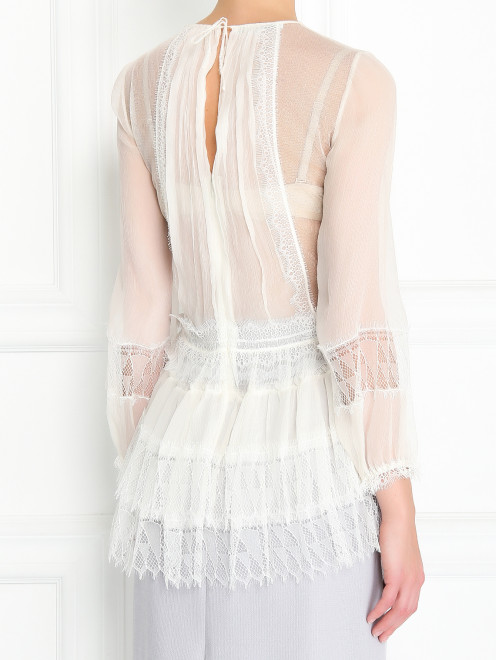 Блуза из шелка с декоративной кружевной отделкой Alberta Ferretti - Модель Верх-Низ1