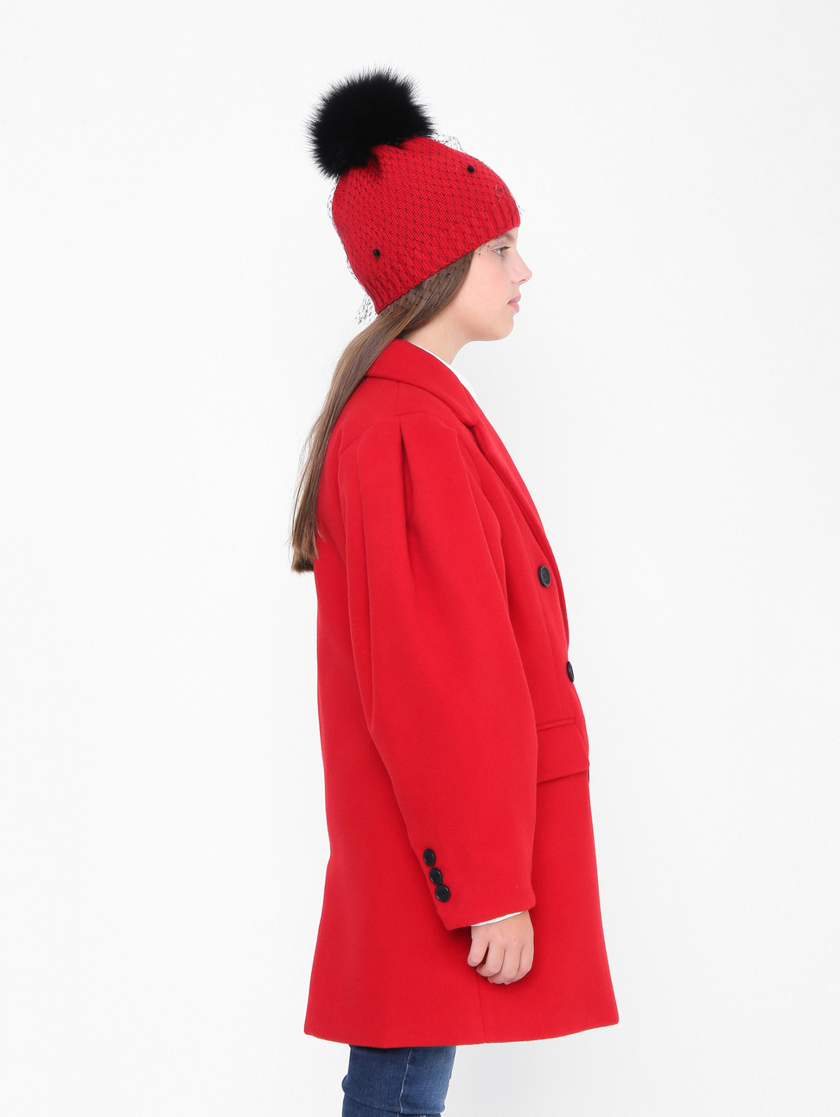 Двубортное пальто с рукавом-фонарик MSGM  –  МодельВерхНиз2  – Цвет:  Красный
