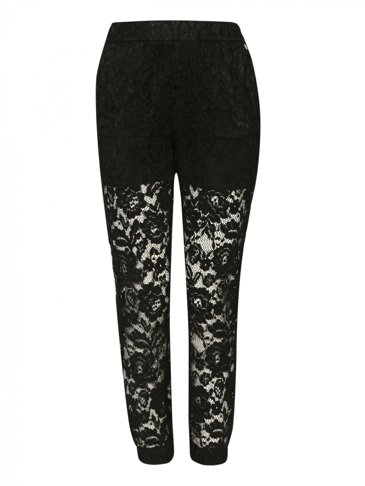 Кружевные брюки на резинке с карманами Rich&Royal  –  Общий вид  – Цвет:  Черный
