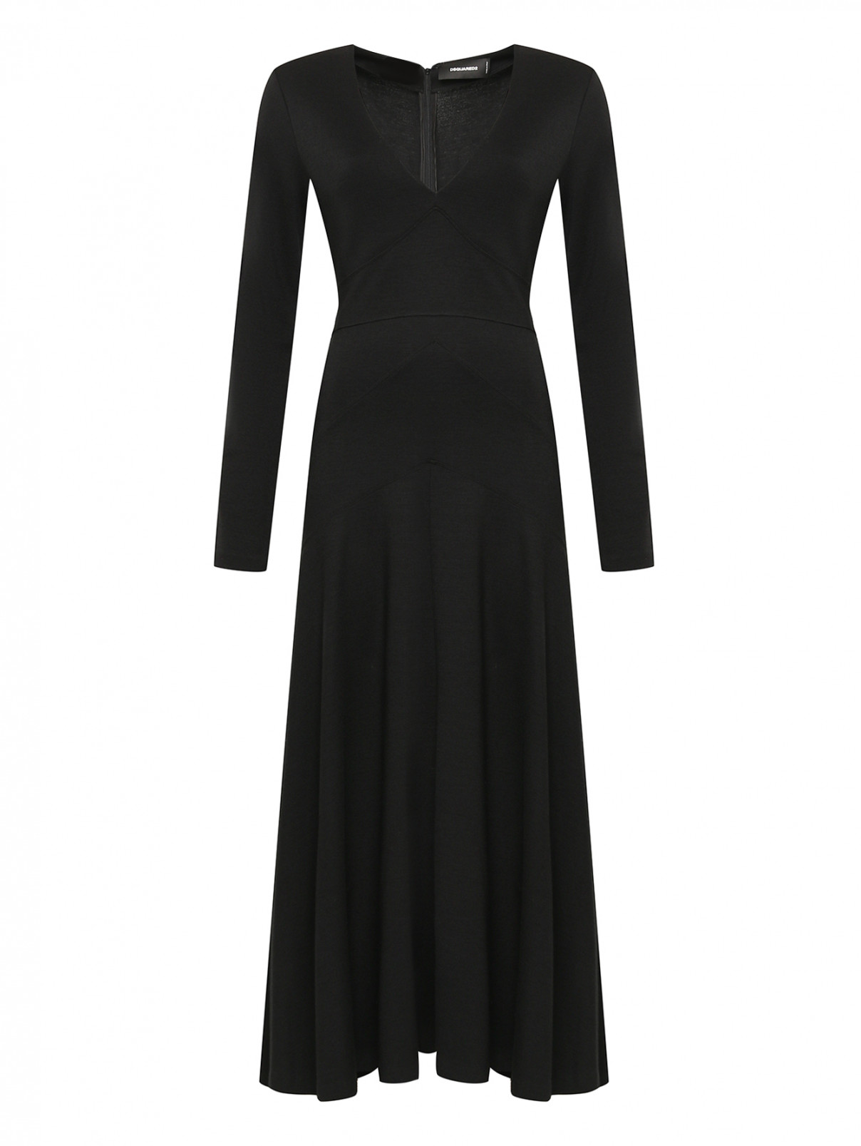Трикотажное платье с длинным рукавом Dsquared2  –  Общий вид  – Цвет:  Черный