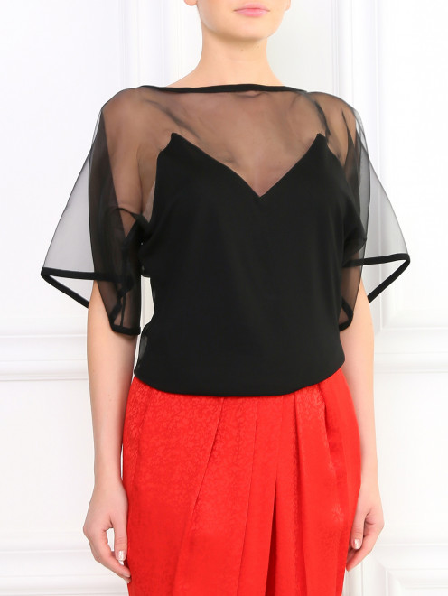 Блуза с коротким рукавом и прозрачной отделкой  Jean Paul Gaultier - Модель Верх-Низ