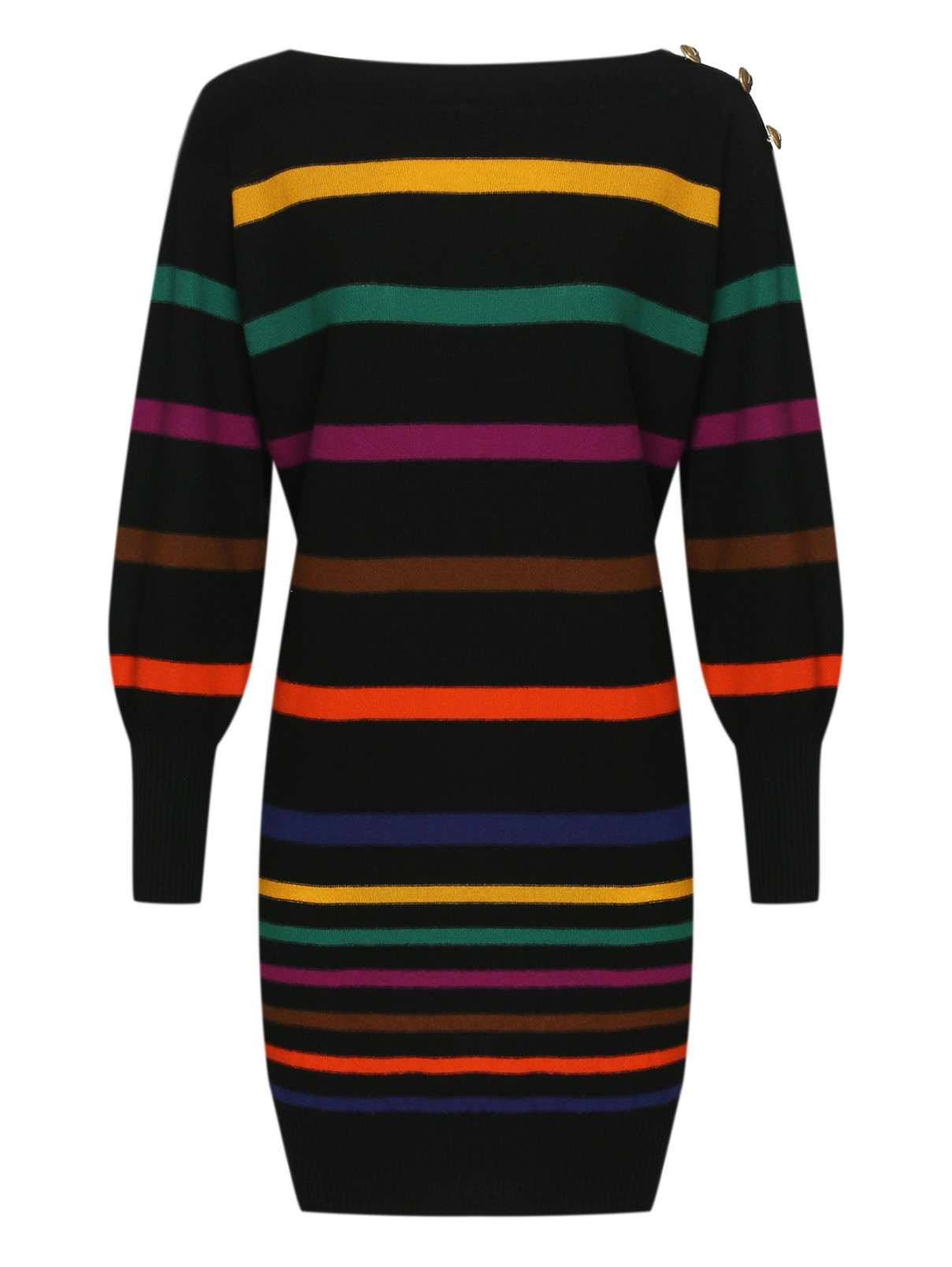Трикотажное платье с узором полоска Luisa Spagnoli  –  Общий вид  – Цвет:  Мультиколор