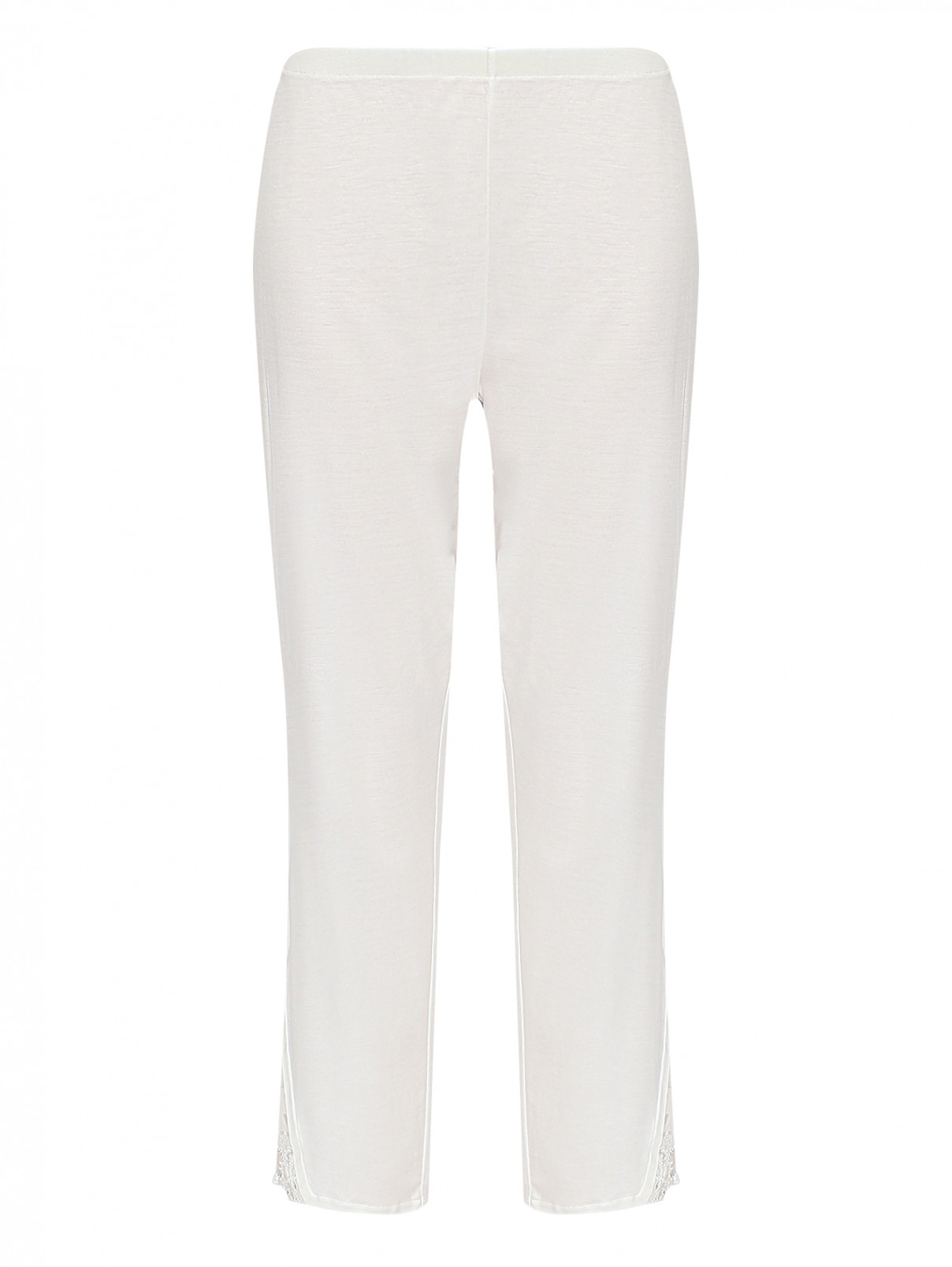 Трикотажные брюки с вышивкой La Perla  –  Общий вид  – Цвет:  Белый