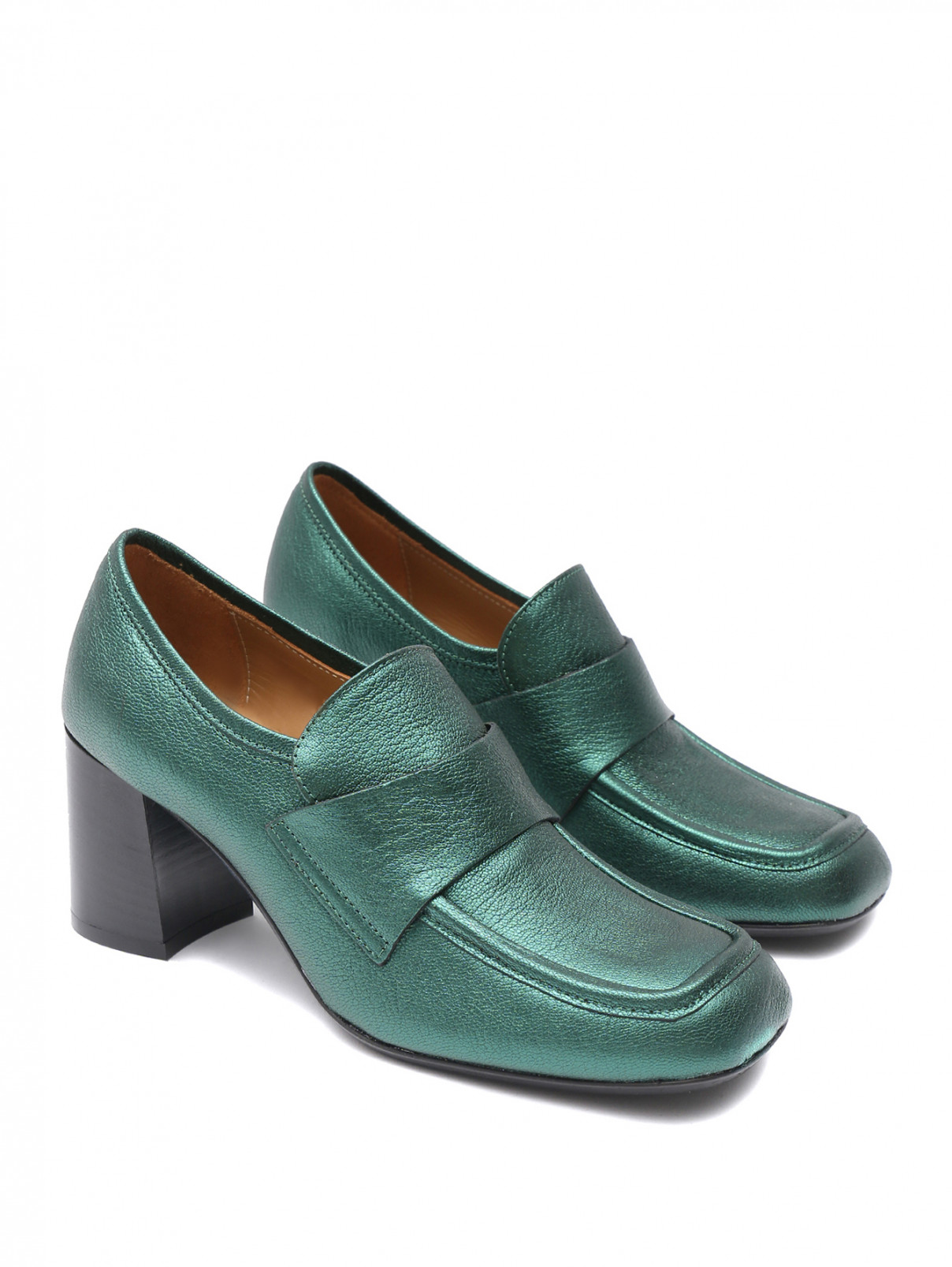 Туфли из блестящей кожи на каблуке Fabio Rusconi  –  Общий вид  – Цвет:  Зеленый