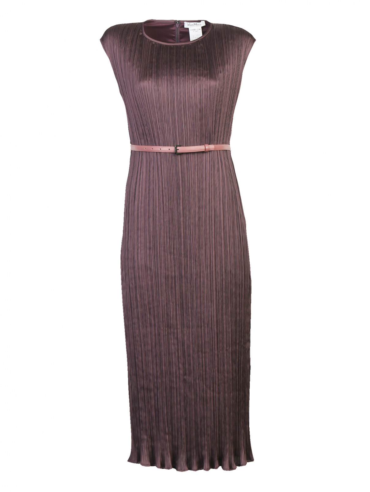 Платье-миди с поясом Max Mara  –  Общий вид  – Цвет:  Фиолетовый