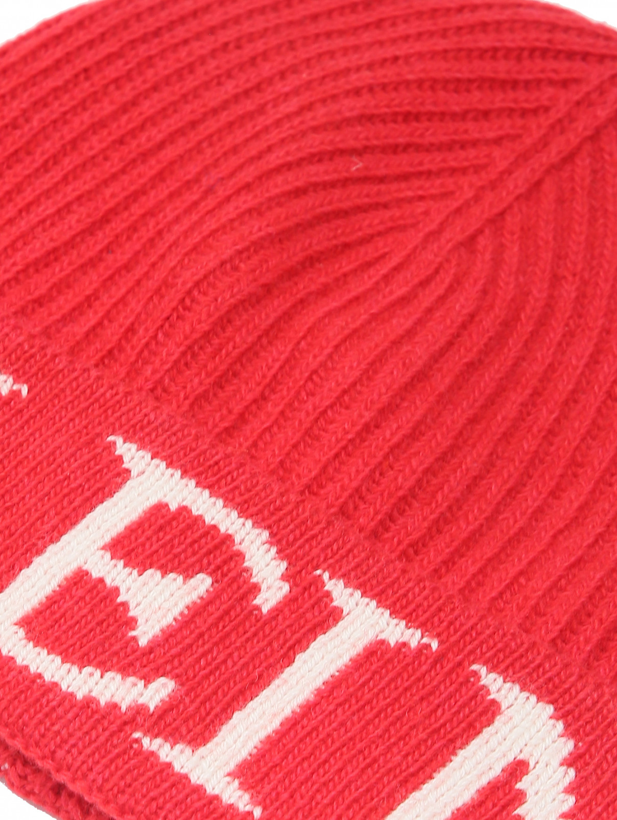 Шапка в рубчик с логотипом Philipp Plein  –  Деталь  – Цвет:  Красный