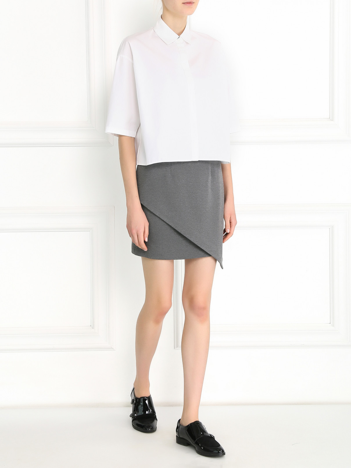 Трикотажная юбка-мини с запахом FINDER KEEPERS-PAUSE  –  Модель Общий вид  – Цвет:  Серый
