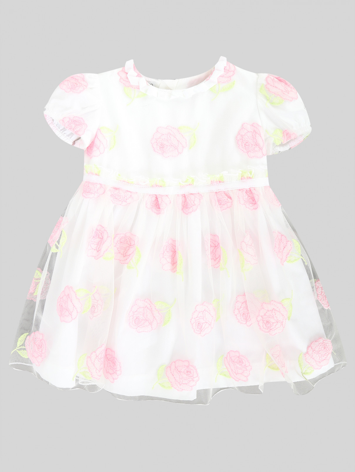 Платье с короткими рукавами с цветочным узором I Pinco Pallino  –  Общий вид  – Цвет:  Розовый