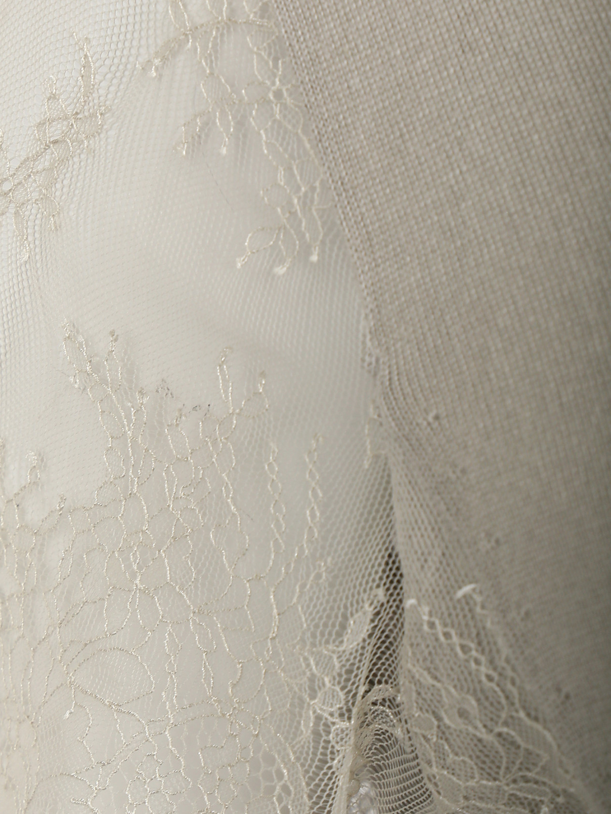 Джемпер из шелка и кашемира с отделкой из кружева Marina Rinaldi  –  Деталь1  – Цвет:  Серый