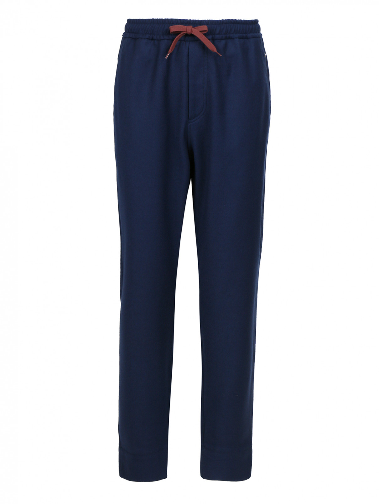 Шерстяные брюки на завязках с резинкой на щиколотке BOSCO  –  Общий вид  – Цвет:  Синий