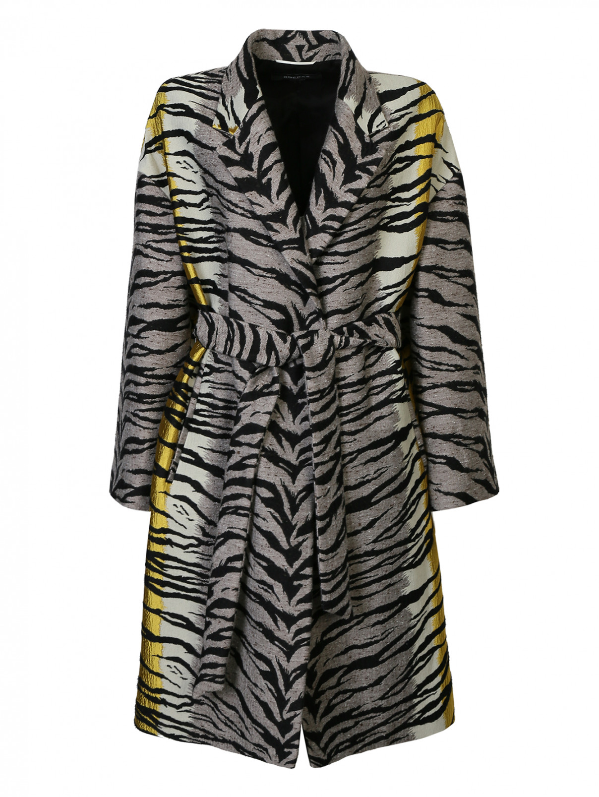 Пальто с анималистичным принтом Rochas  –  Общий вид  – Цвет:  Серый