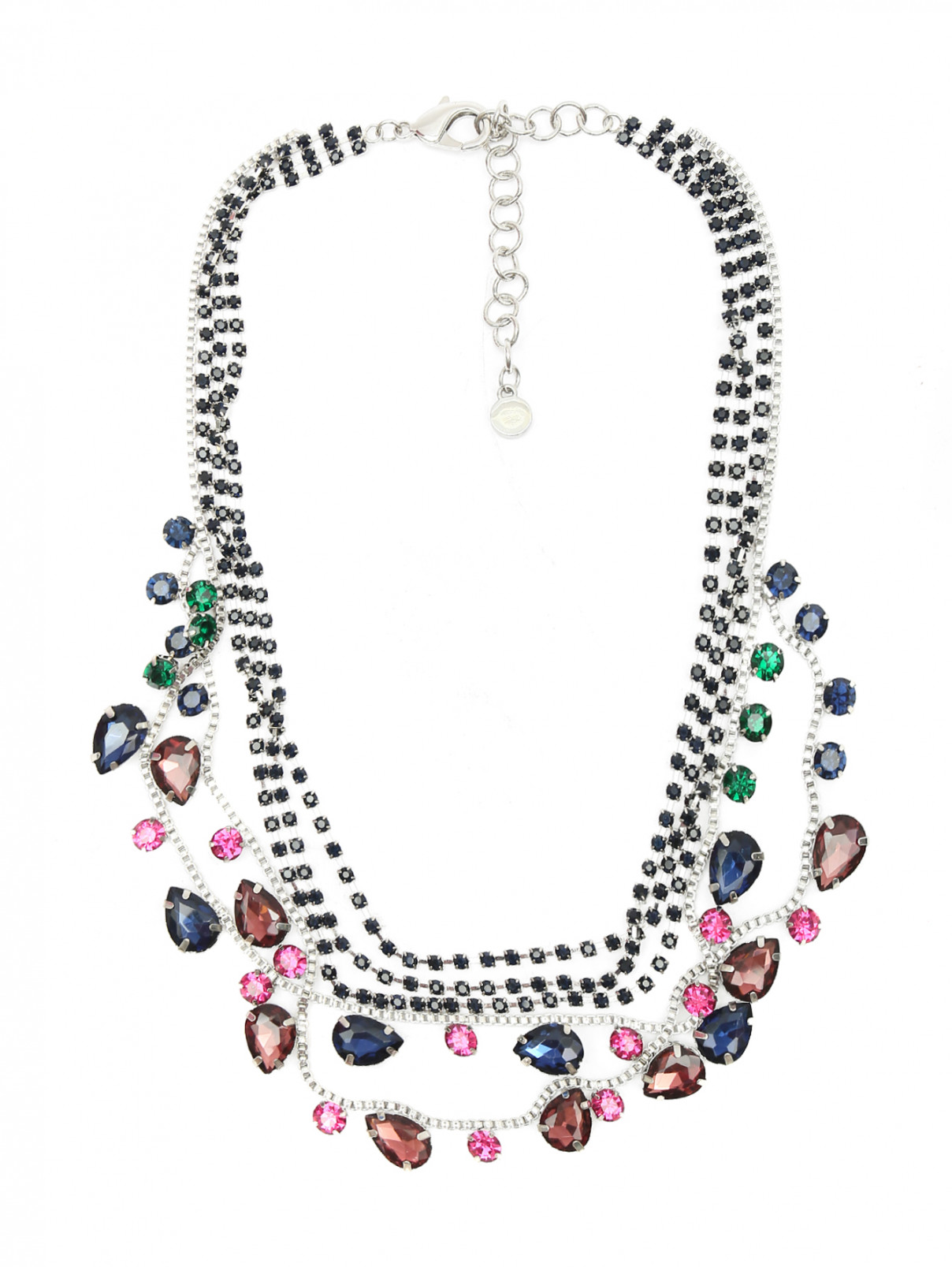 Ожерелье из цепочек со стразами Max&Co  –  Общий вид  – Цвет:  Серый