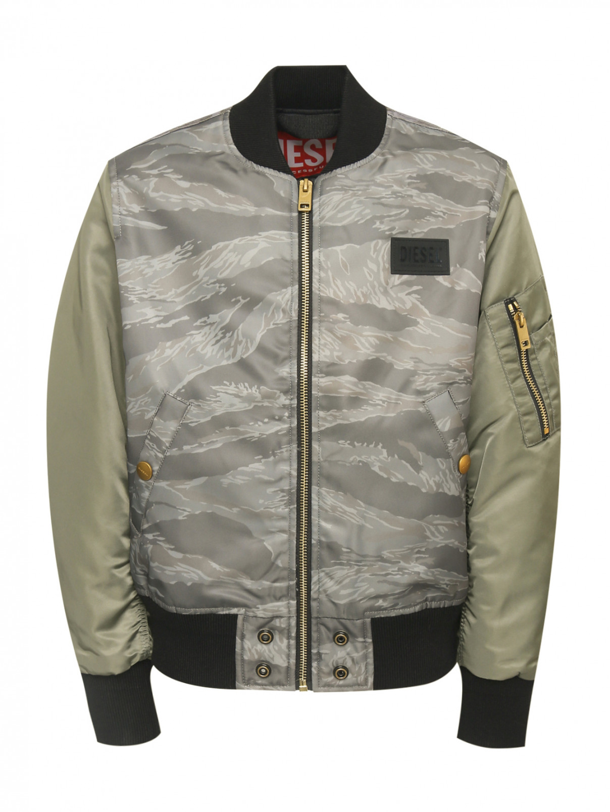 Утепленная куртка с карманами Diesel  –  Общий вид  – Цвет:  Узор