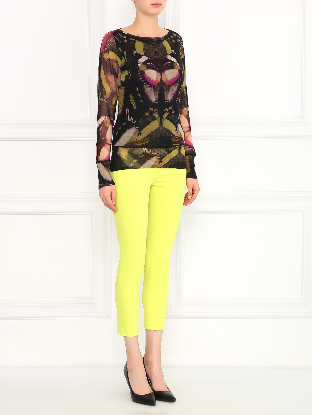 Укороченные брюки из хлопка J Brand  –  Модель Общий вид  – Цвет:  Зеленый