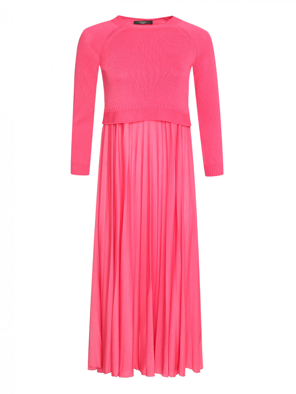 Платье-миди трикотажное из хлопка Weekend Max Mara  –  Общий вид  – Цвет:  Розовый