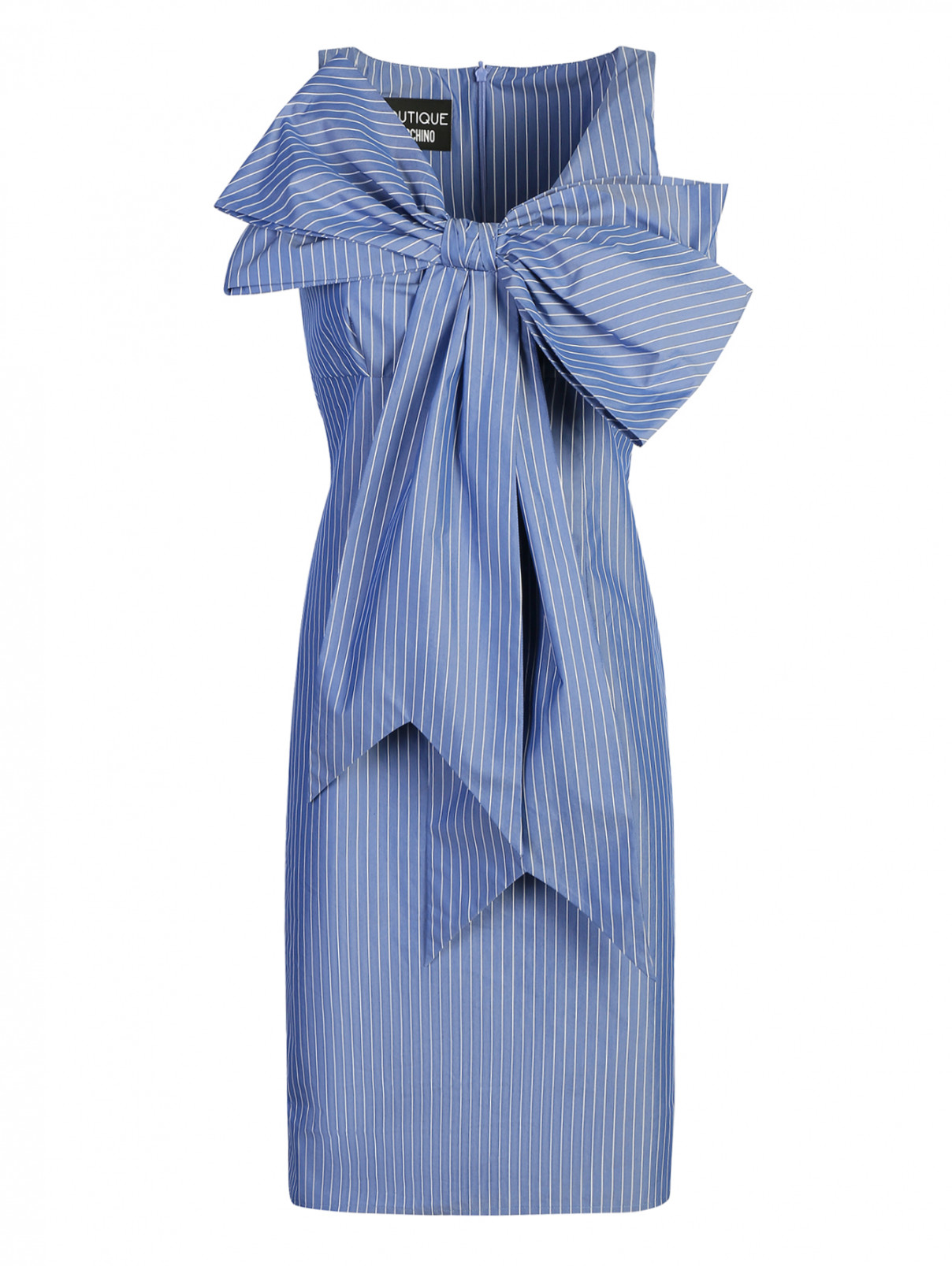 Платье из хлопка с узором полоска Moschino Boutique  –  Общий вид  – Цвет:  Синий