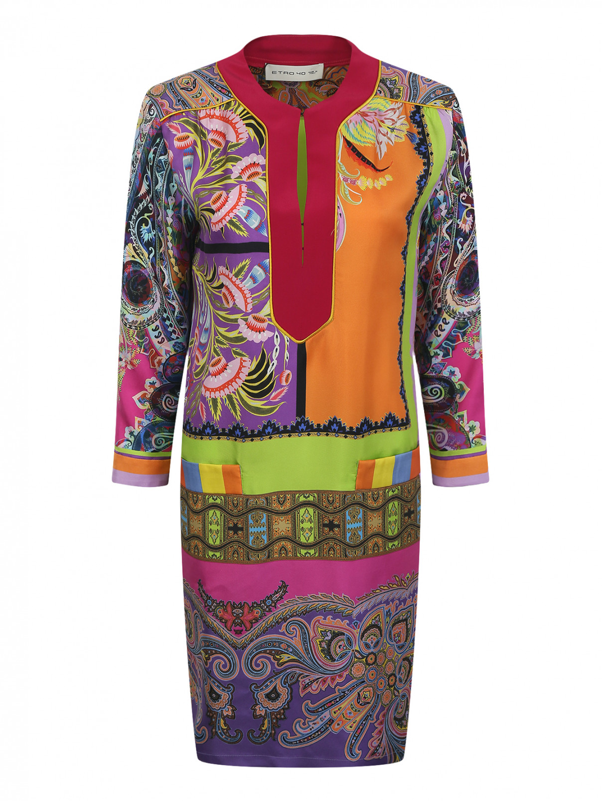 Платье из шелка с узором "пейсли" Etro  –  Общий вид  – Цвет:  Узор
