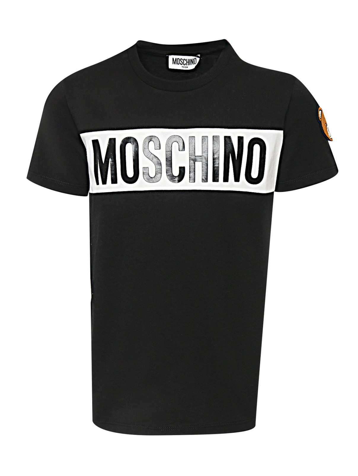 Трикотажная футболка со вставкой Moschino  –  Общий вид  – Цвет:  Черный