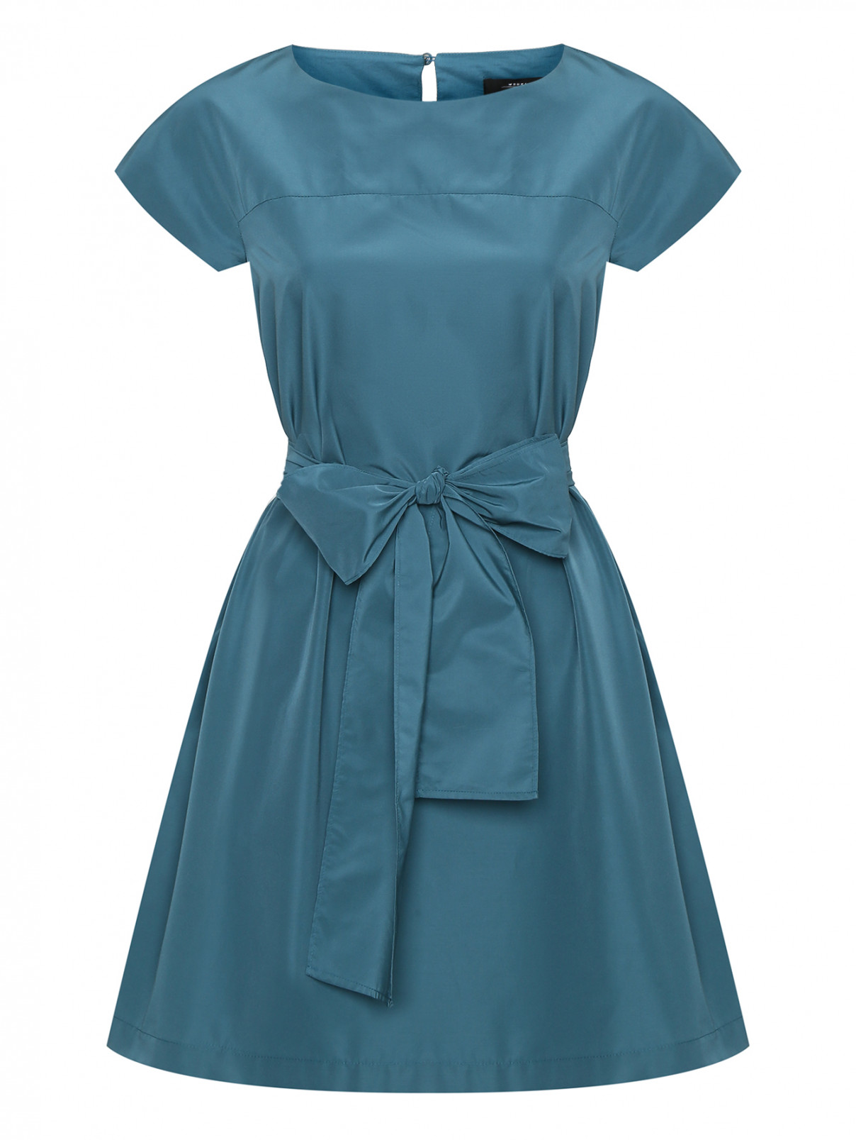 Платье-мини с поясом и карманами Weekend Max Mara  –  Общий вид  – Цвет:  Синий