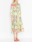 Платье-макси из хлопка с цветочынм узором Max&Co  –  МодельВерхНиз