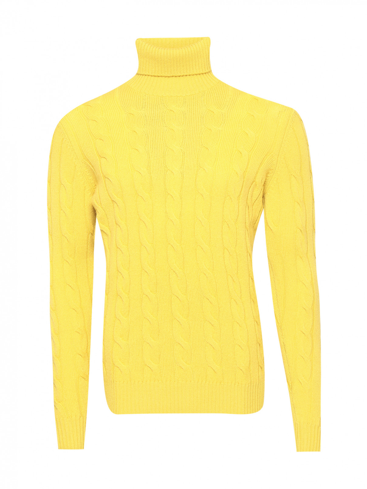 Водолазка из шерсти с узорной вязкой LARDINI  –  Общий вид  – Цвет:  Желтый