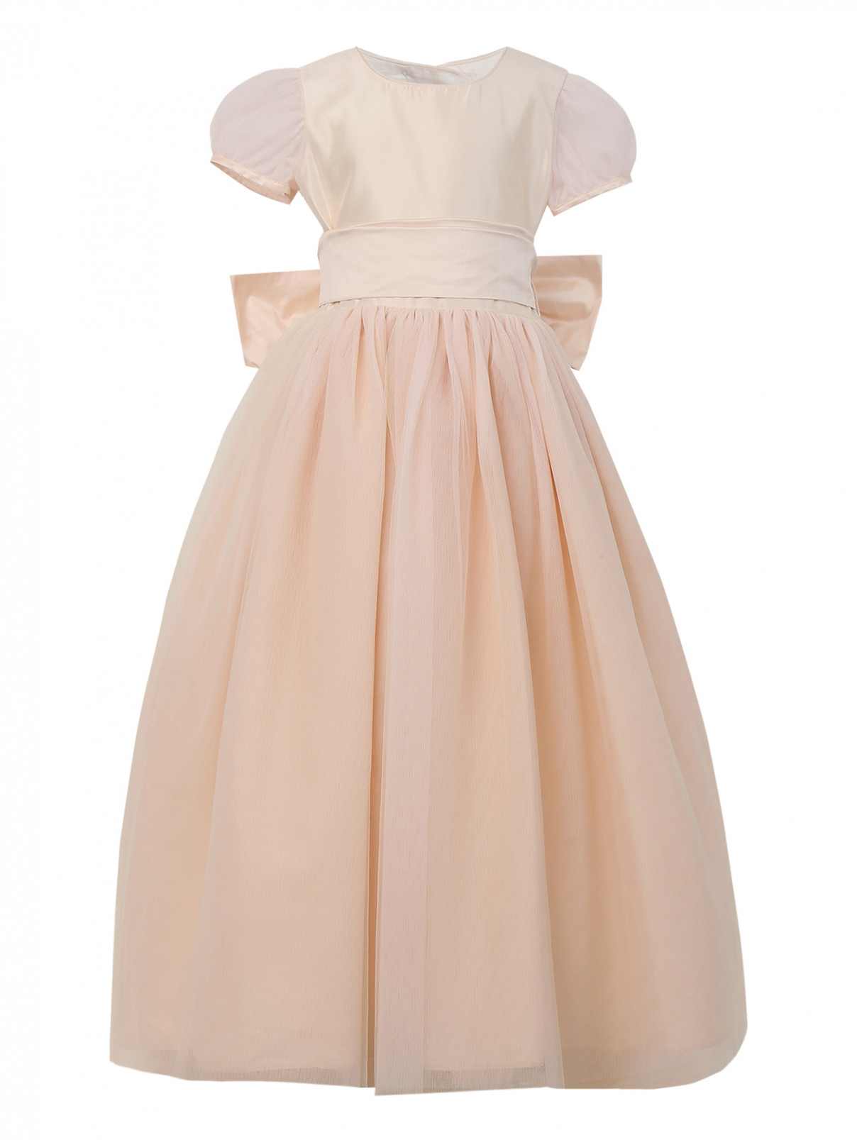 Платье-макси из шелка с пышной юбкой Nicki Macfarlane  –  Общий вид  – Цвет:  Розовый