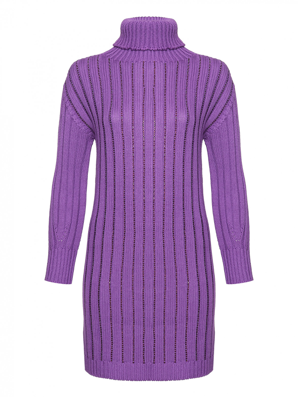Платье из шерсти крупной вязки Ermanno Firenze  –  Общий вид  – Цвет:  Фиолетовый
