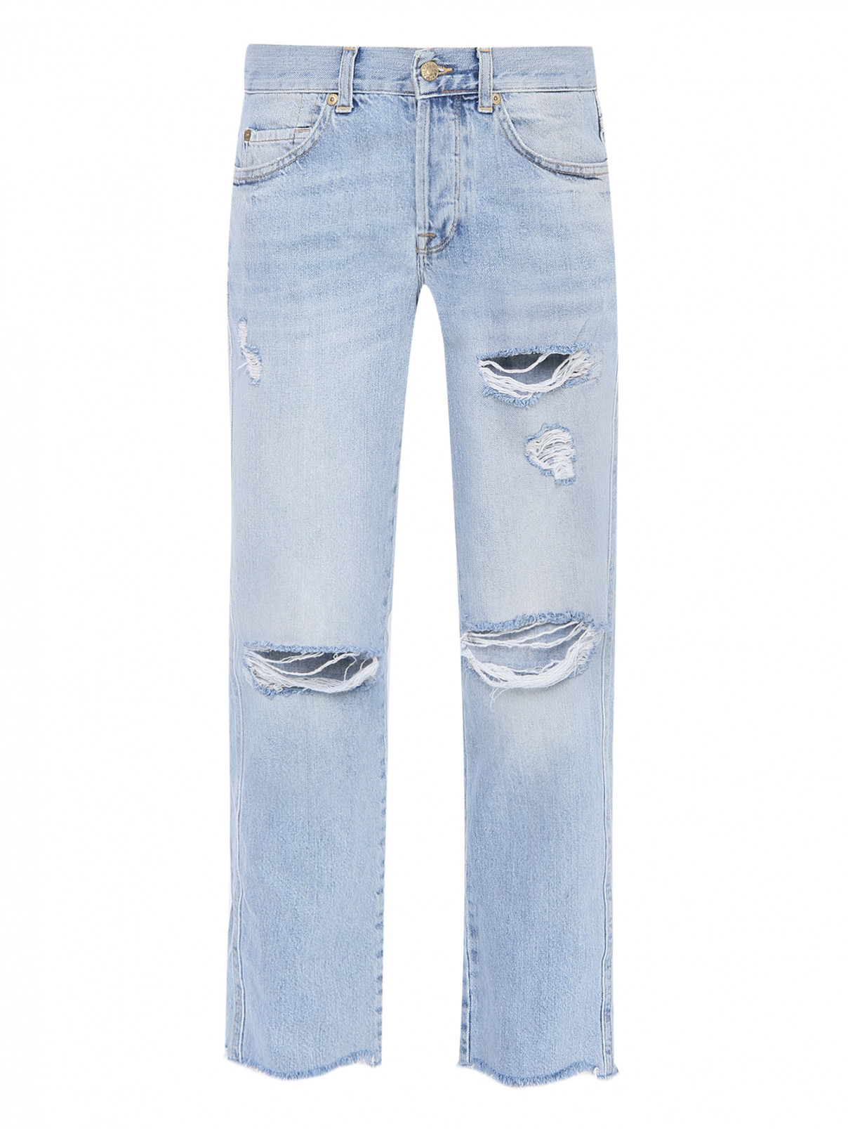 Прямые джинсы с резрезами 7 For All Mankind  –  Общий вид  – Цвет:  Синий