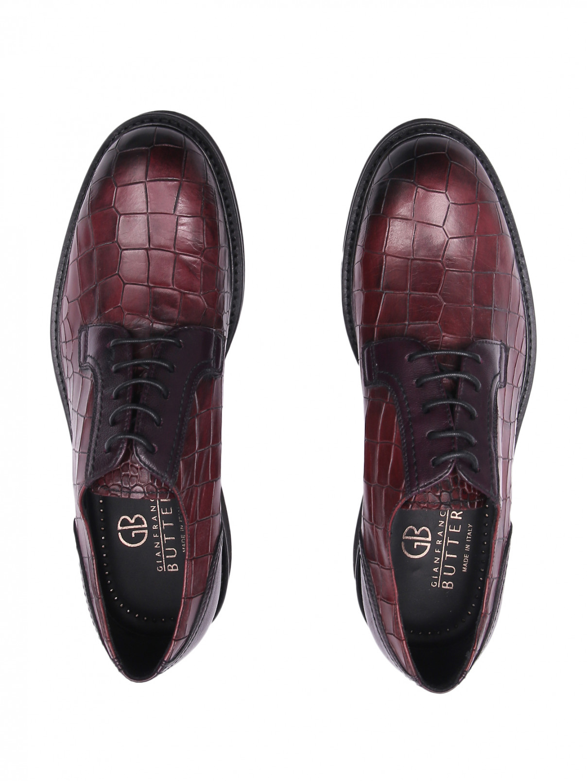 Туфли из фактурной кожи на шнурках Gianfranco Butteri  –  Обтравка4  – Цвет:  Красный