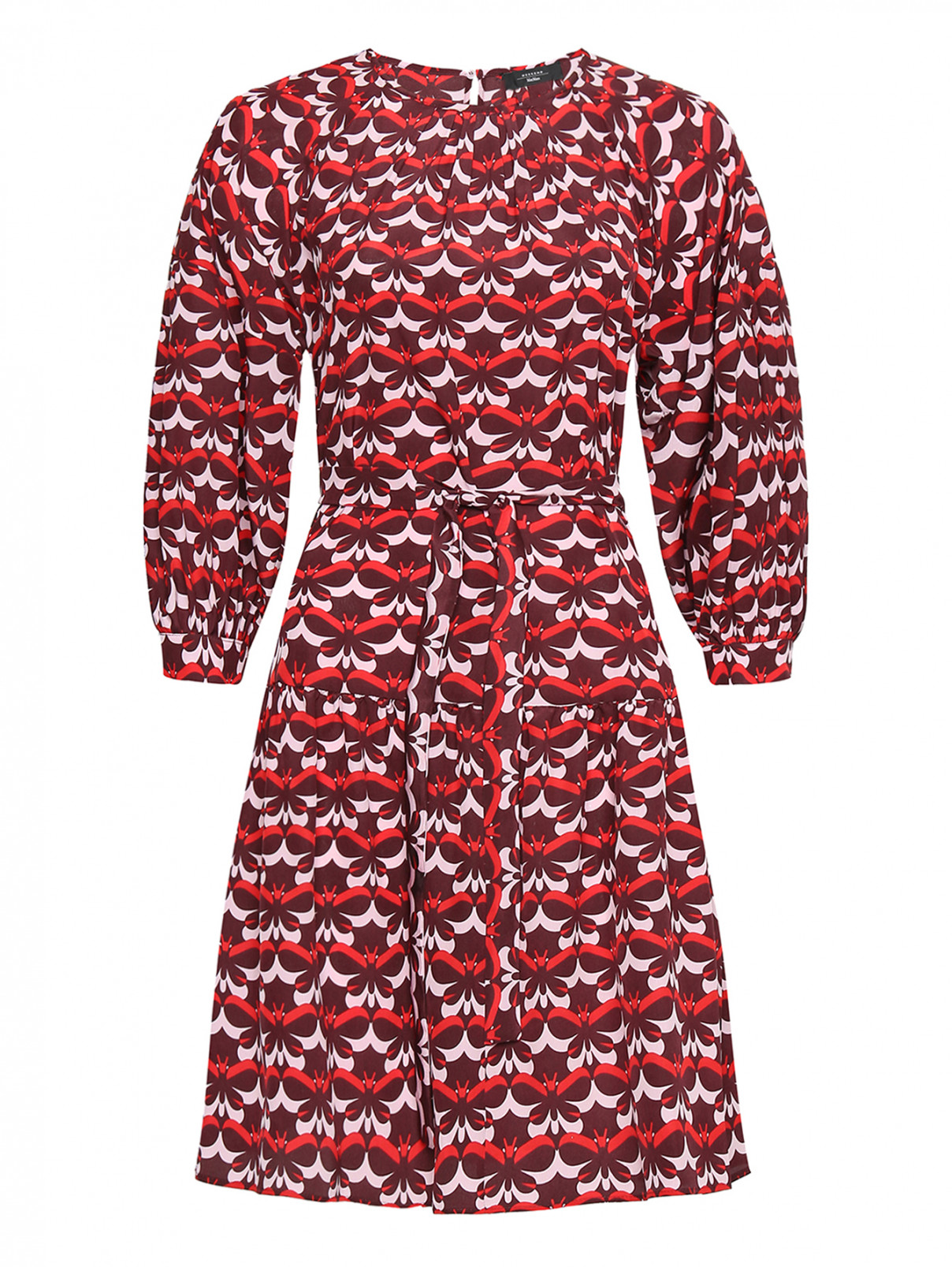 Платье из шелка с узором Weekend Max Mara  –  Общий вид  – Цвет:  Красный