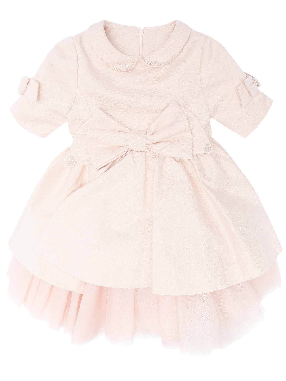 Платье с декоративной аппликацией Lapin House  –  Общий вид  – Цвет:  Розовый