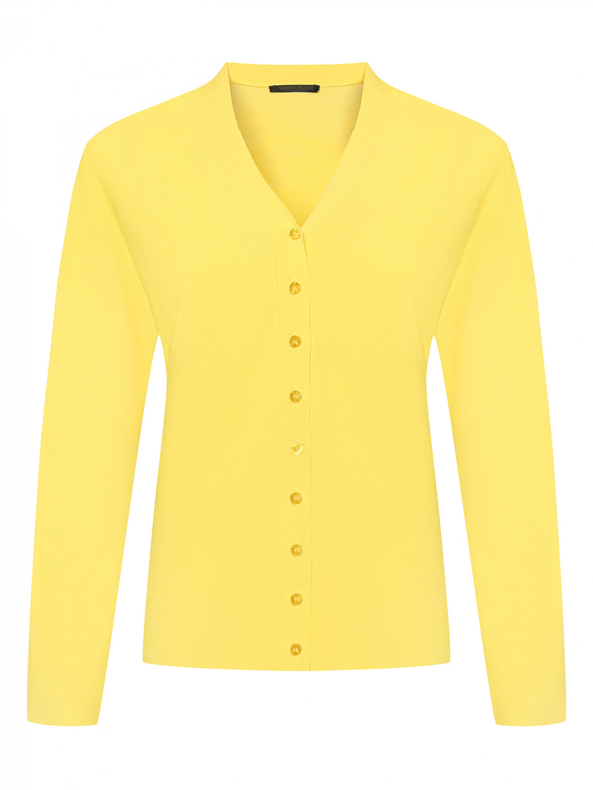 Трикотажный однотонный кардиган Marina Rinaldi  –  Общий вид  – Цвет:  Желтый