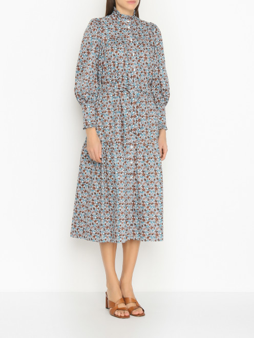 Платье из хлопка с узором Weekend Max Mara - МодельВерхНиз