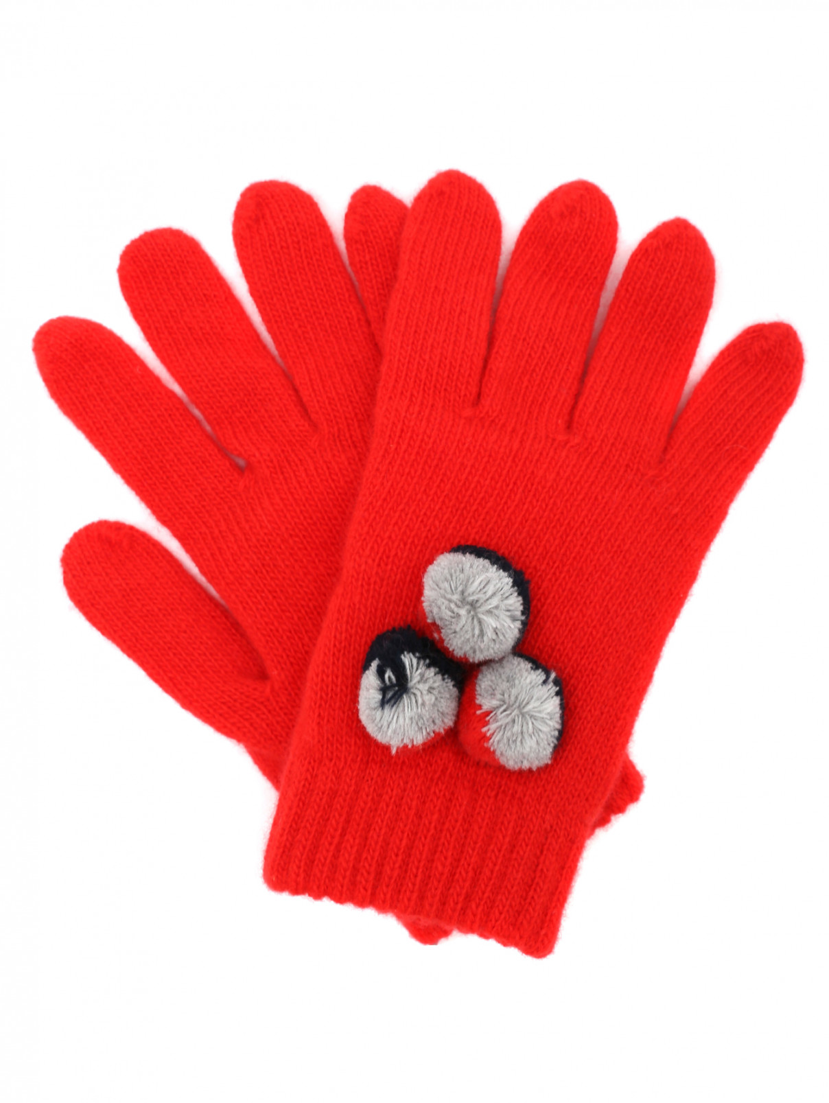 Перчатки из шерсти с помпонами Il Gufo  –  Общий вид  – Цвет:  Красный