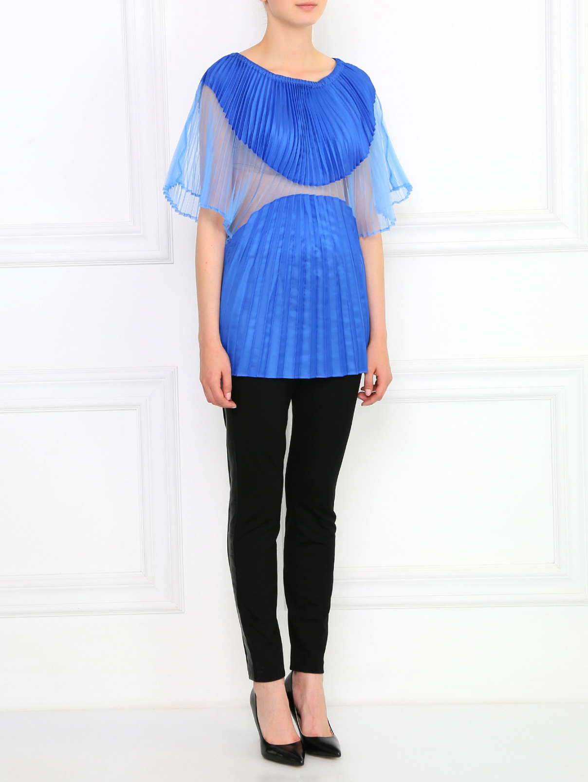 Плиссированная блуза Jean Paul Gaultier  –  Модель Общий вид  – Цвет:  Синий