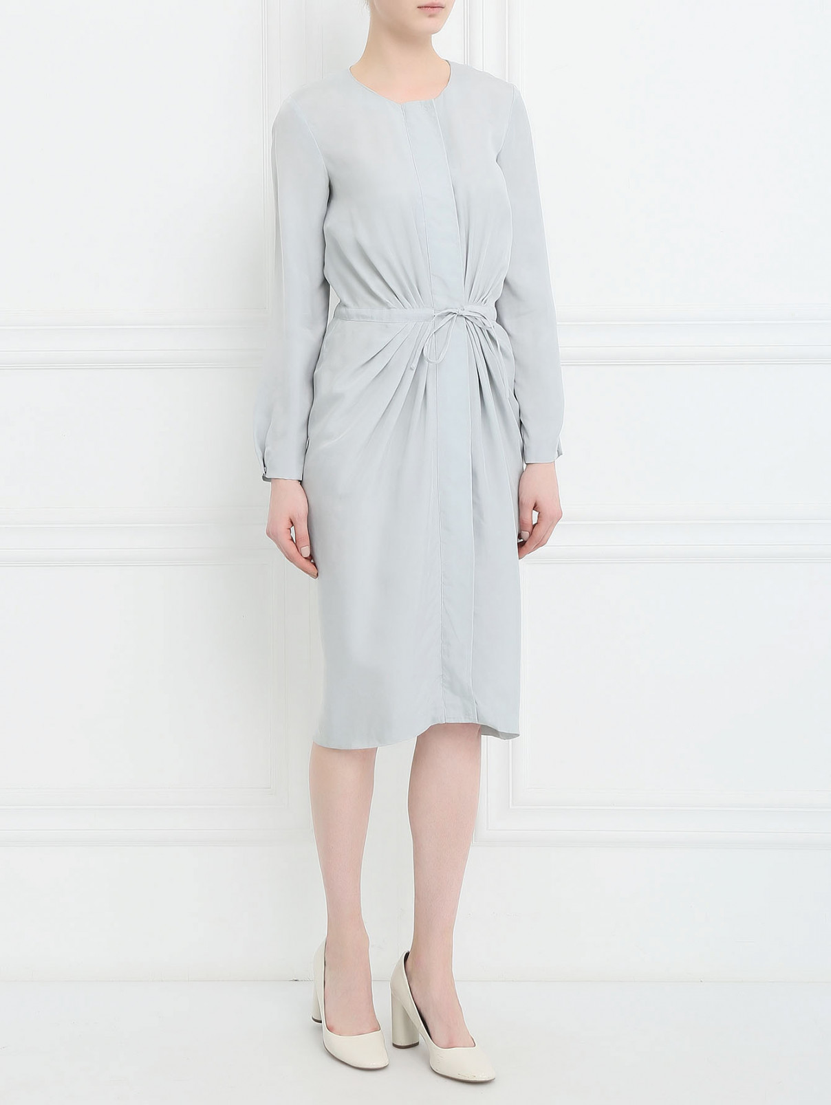 Платье с драпировкой Alberta Ferretti  –  Модель Общий вид  – Цвет:  Серый