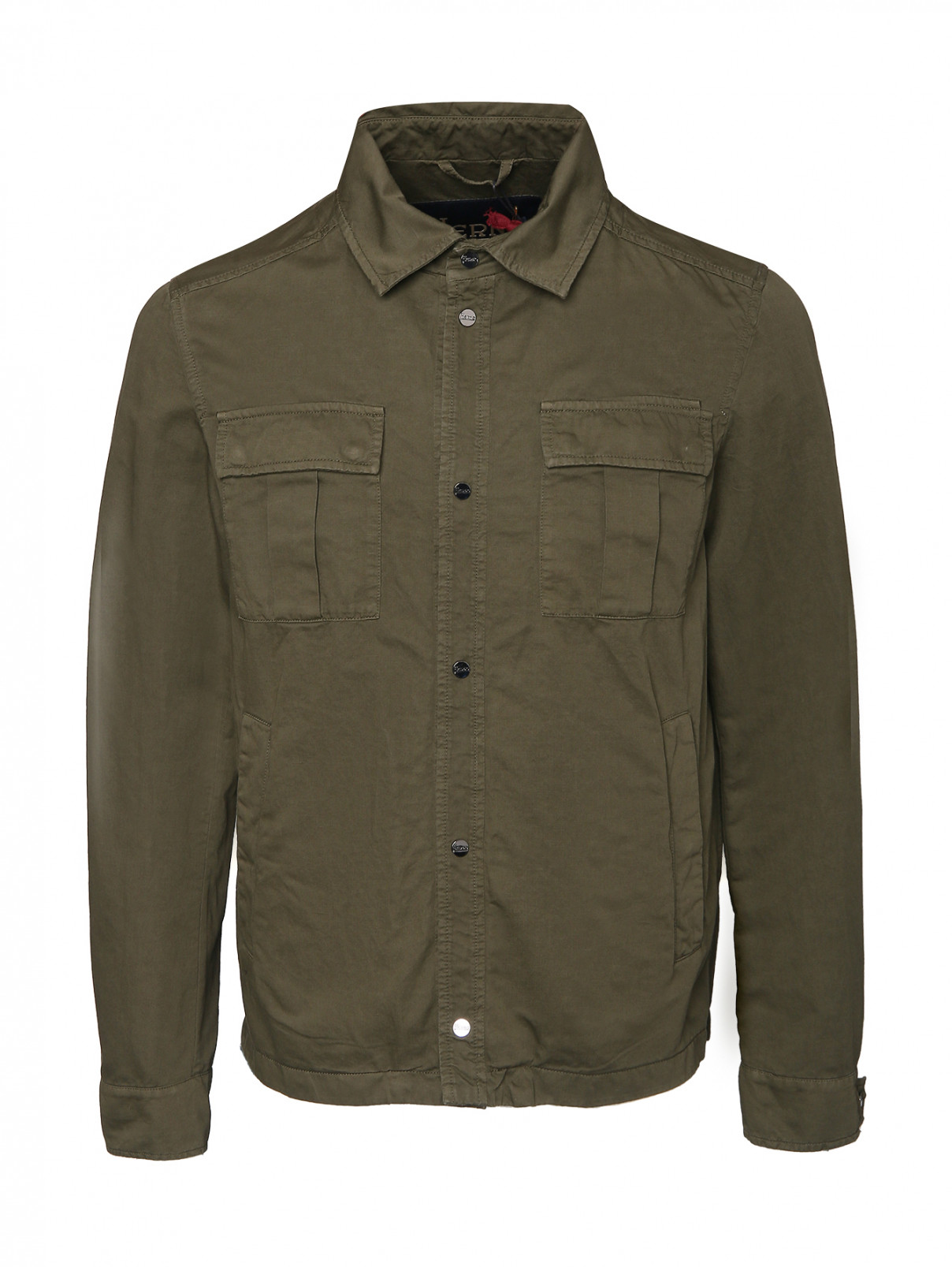 Куртка-рубашка с накладными карманами Herno  –  Общий вид  – Цвет:  Зеленый