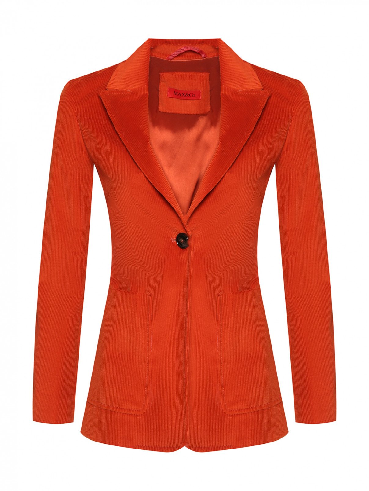 Однотонный жакет из велюра с карманами Max&Co  –  Общий вид  – Цвет:  Оранжевый