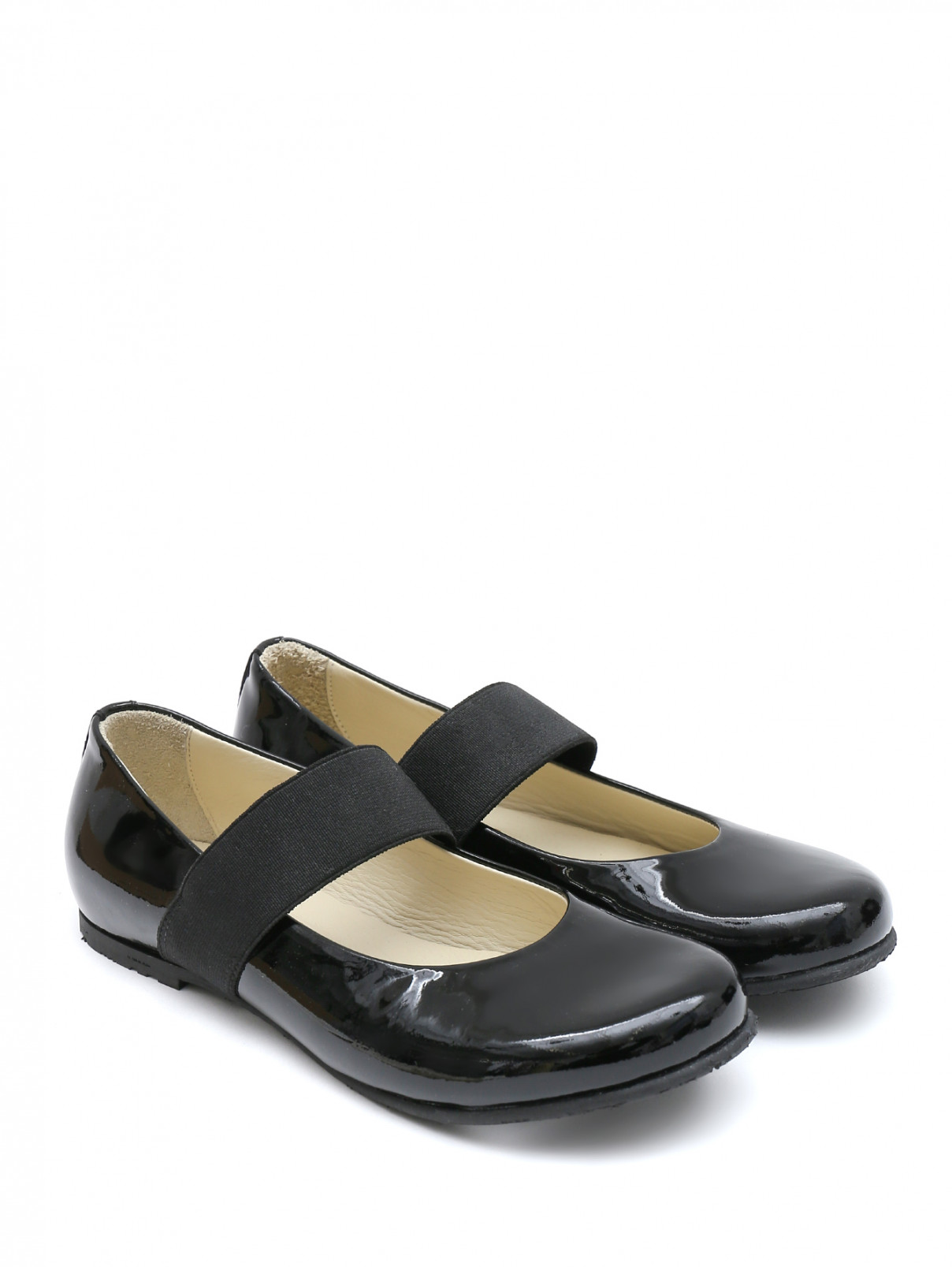 Туфли из лаковой кожи с резинкой MONTELPARE TRADITION  –  Общий вид  – Цвет:  Черный