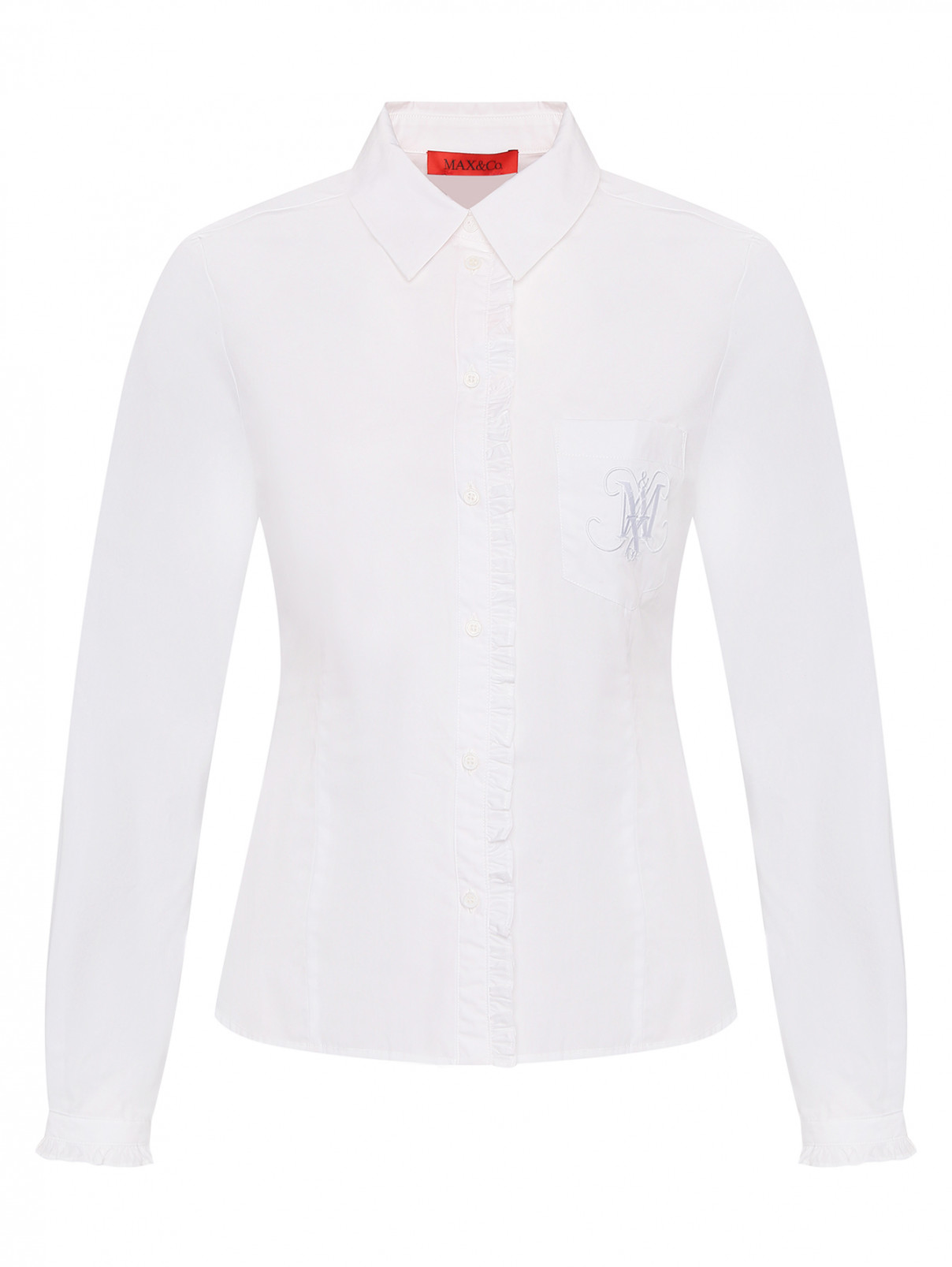 Рубашка из хлопка с оборками Max&Co  –  Общий вид  – Цвет:  Белый