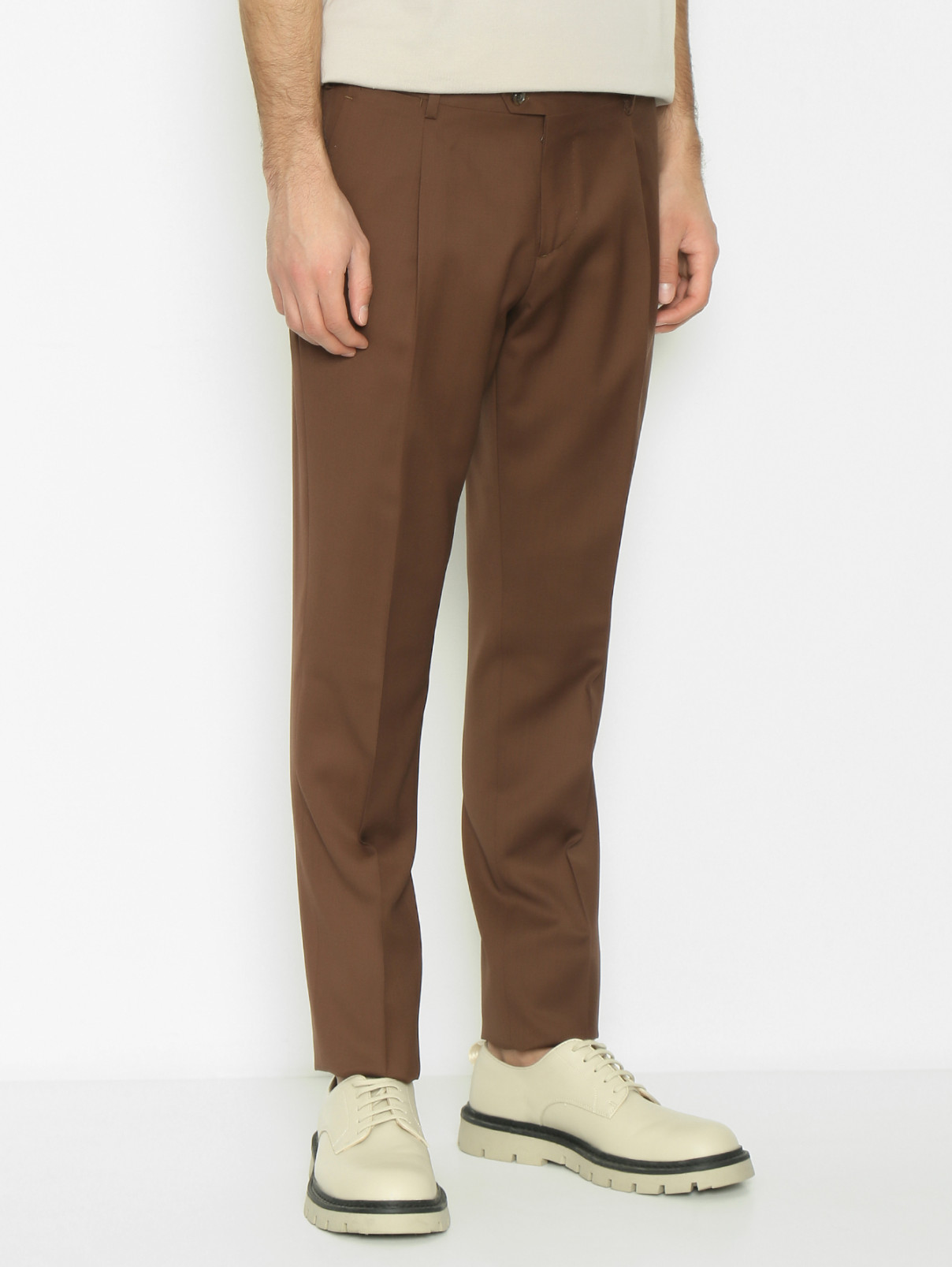 Брюки из шерсти с карманами LARDINI  –  МодельВерхНиз  – Цвет:  Коричневый