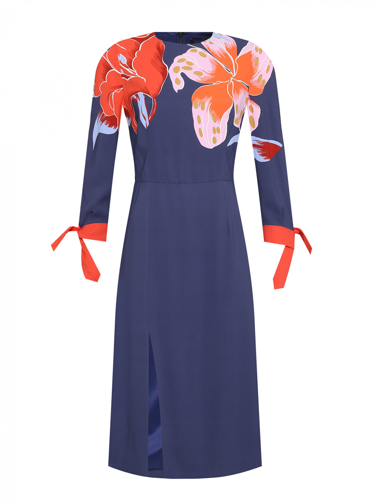 Платье-миди из вискозы с узором Etro  –  Общий вид  – Цвет:  Синий