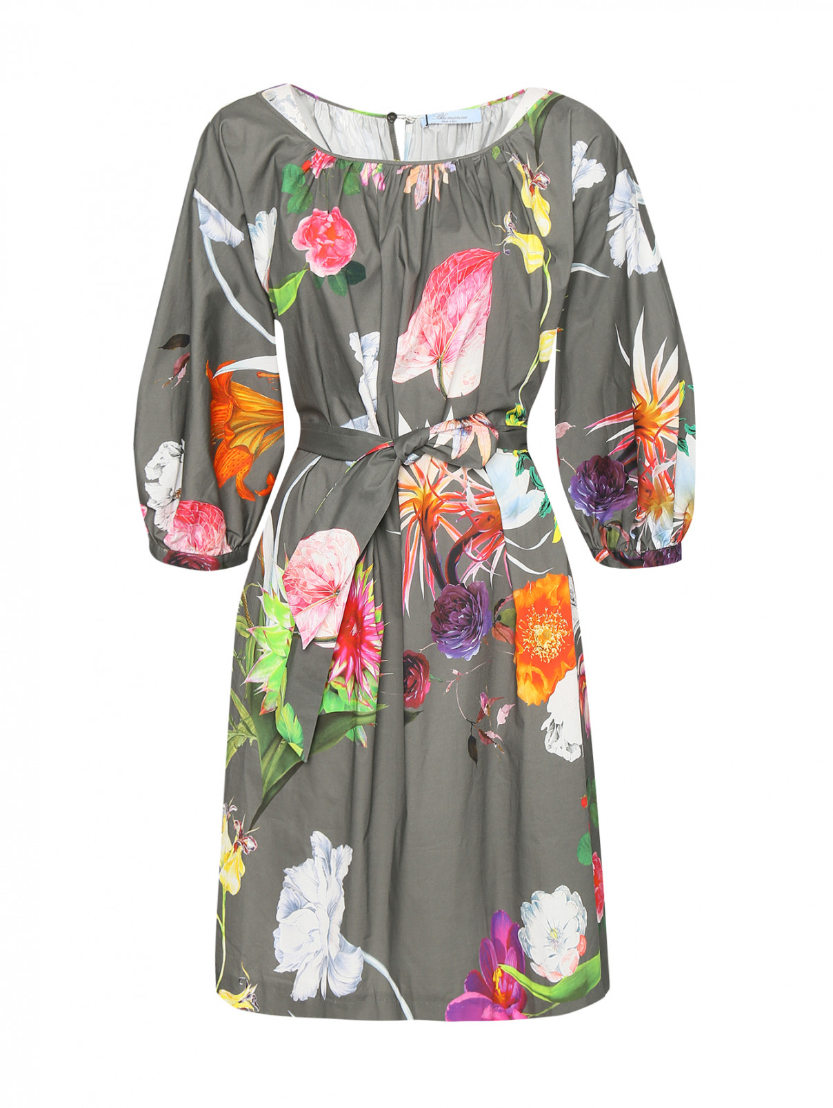 Платье из хлопка с узором Blumarine  –  Общий вид  – Цвет:  Зеленый