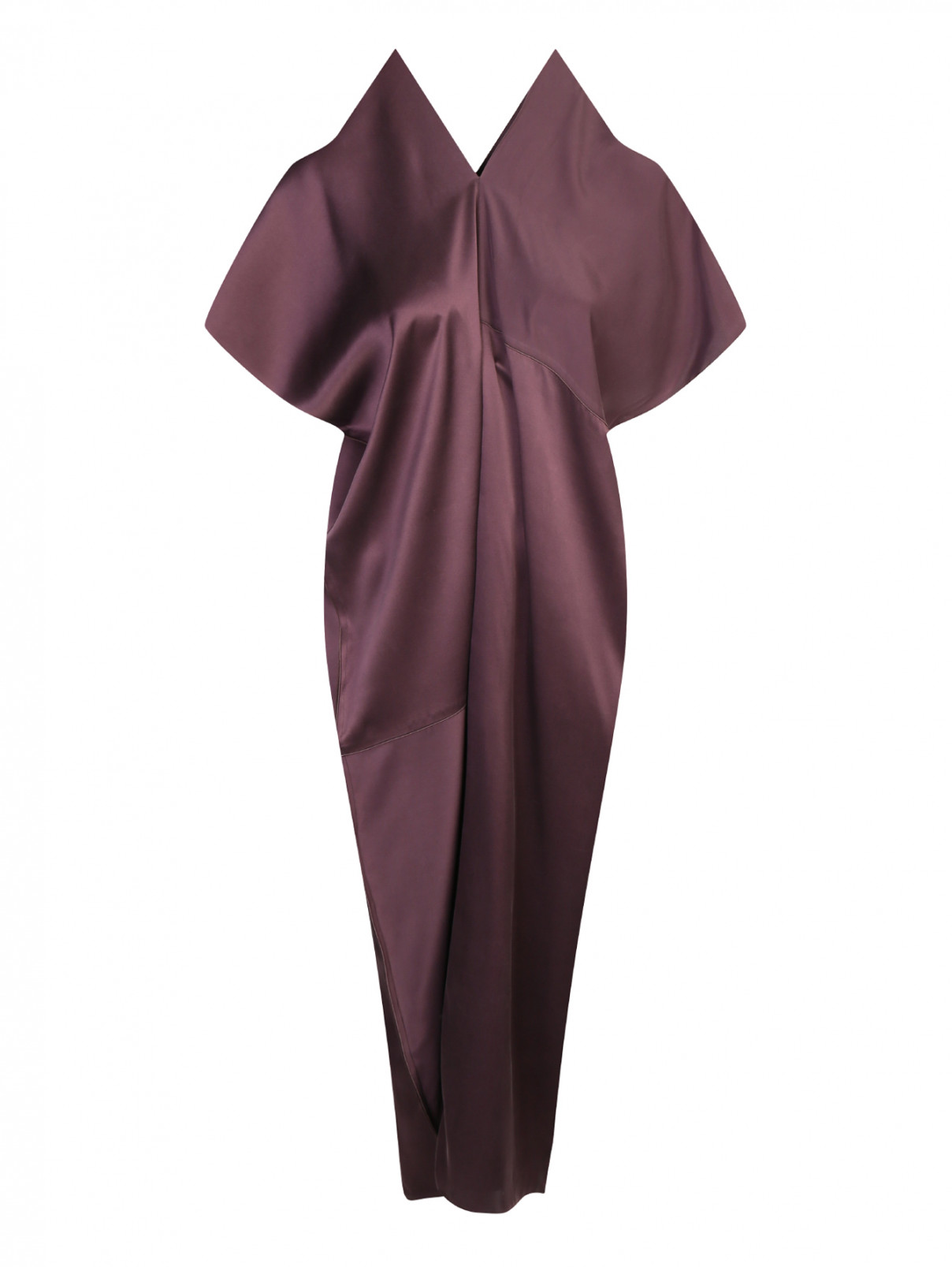 Платье-миди из шелка с короткими свободными рукавами Max Mara  –  Общий вид  – Цвет:  Фиолетовый