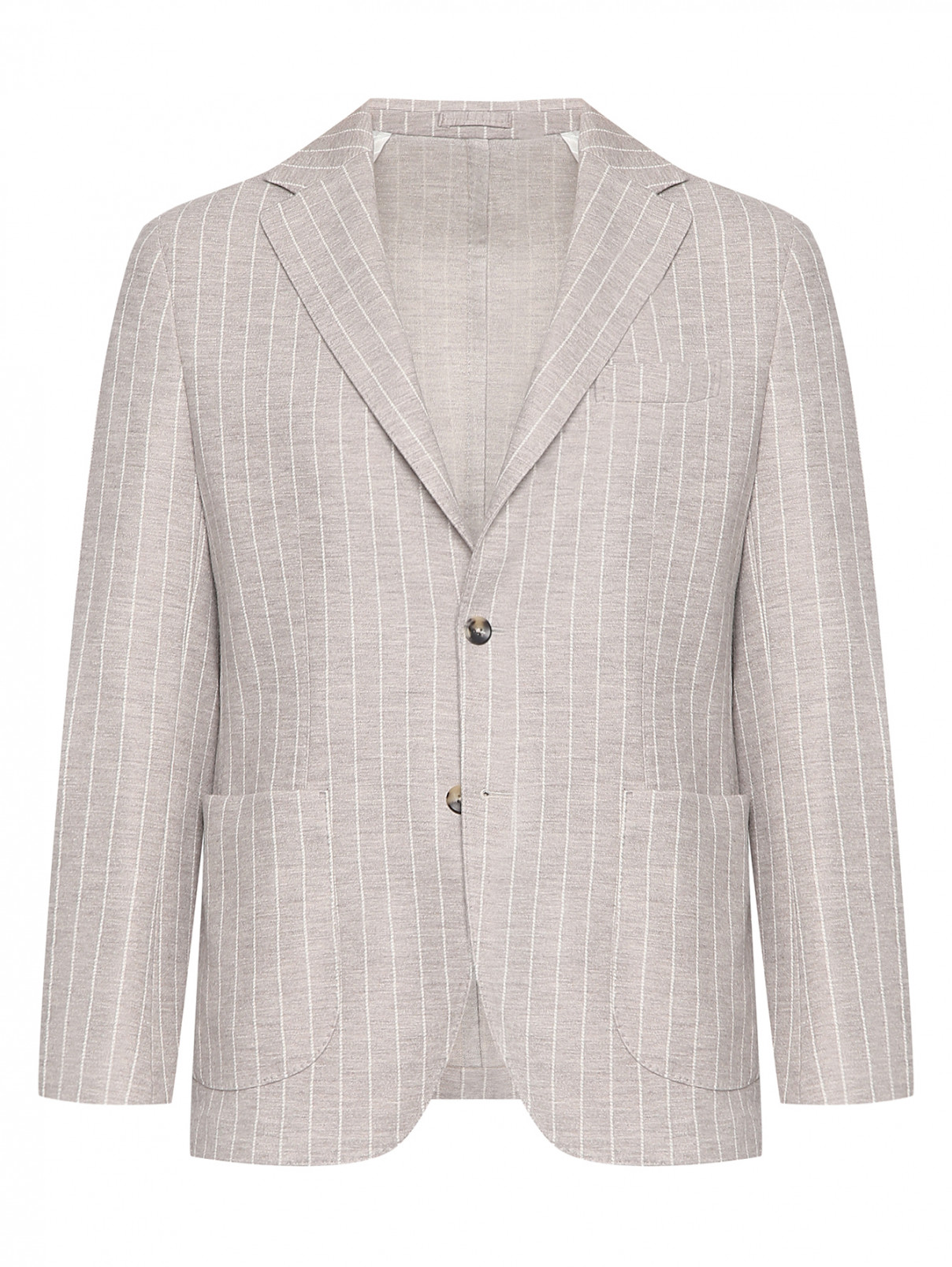 Однобортный пиджак из шерсти с узором Giampaolo  –  Общий вид  – Цвет:  Серый