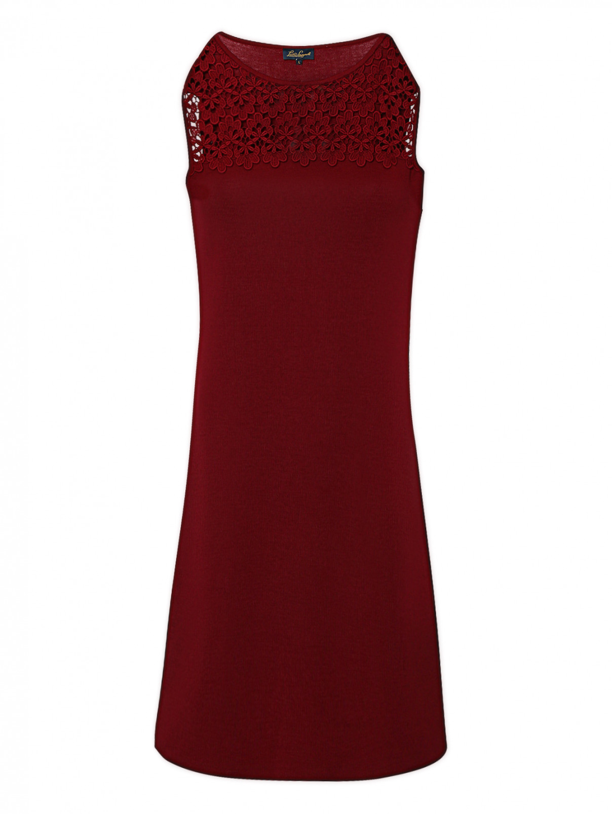 Платье из шерсти с кружевной аппликацией Luisa Spagnoli  –  Общий вид  – Цвет:  Красный