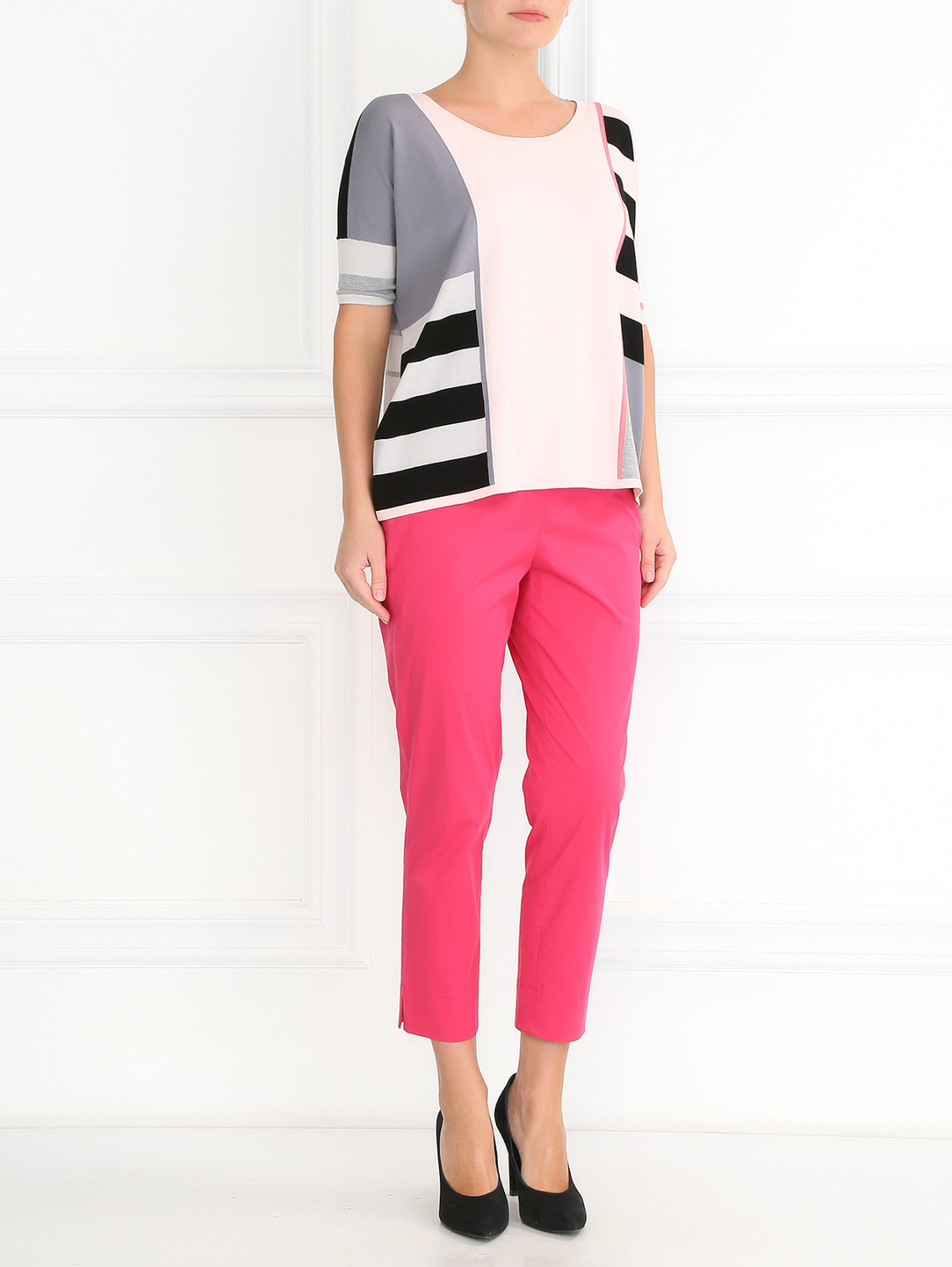 Укороченные брюки из хлопка Devernois  –  Модель Общий вид  – Цвет:  Розовый